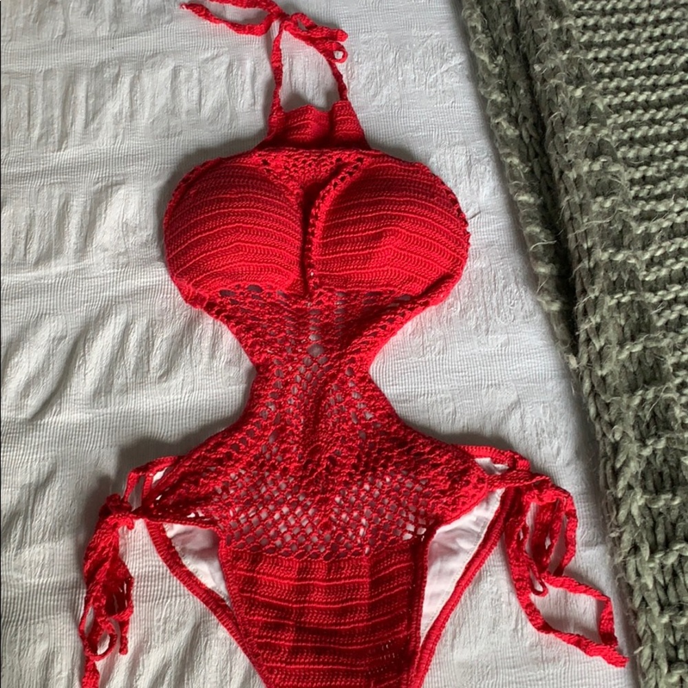 High neck one piece bathing suit